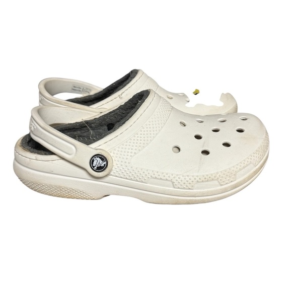 CROCS Unisex Classic Faux Fur Fuzz Lined White Clogs Size W7 M5 - Picture 3 of 6